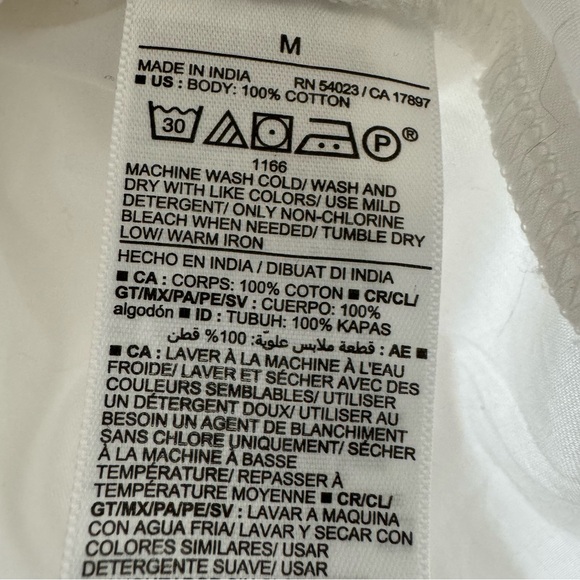 NWT Old Navy Long-Sleeve Smocked Cotton-Poplin Shirt in White size M - Picture 8 of 9